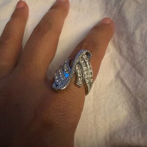 Elegant Silver Crystal Ring sz. 9